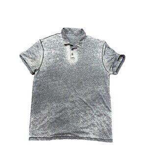 John Varvatos Mens size Medium Short Sleeve Polo T-shirt Burnout Gray Slub